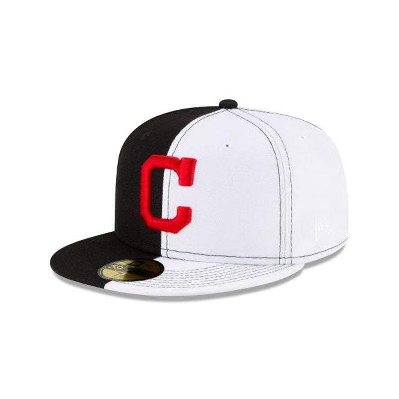 MLB Cleveland Indians Split Crown 59Fifty Fitted (MCW0274) - Black New Era Caps